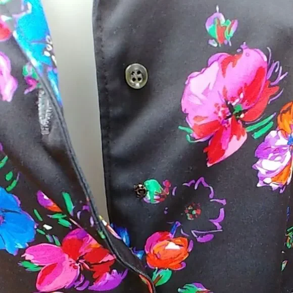 Vintage 70s Polyester Flower Power Shirt Blouse - Picture 3 of 5